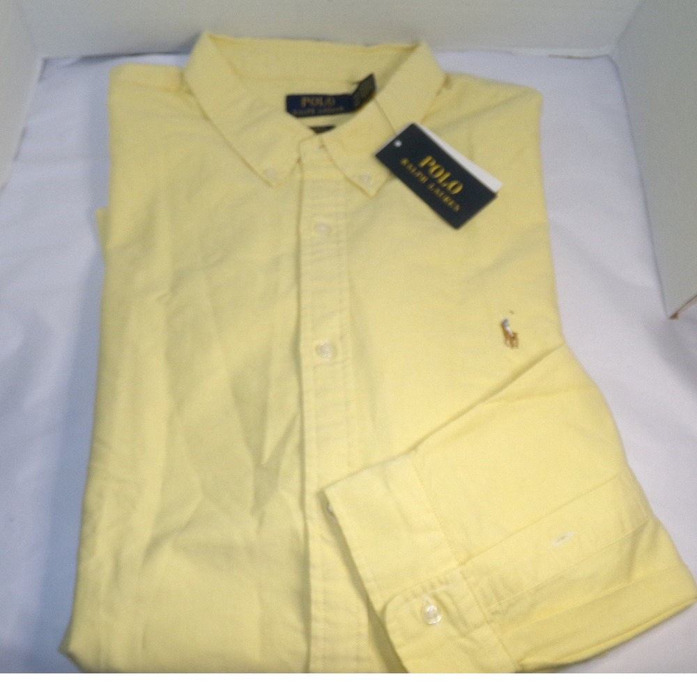 POLO RALPH LAUREN MEN'S L/S SLIM BUTTON UP SHIRT~XXL~YELLOW~NWT